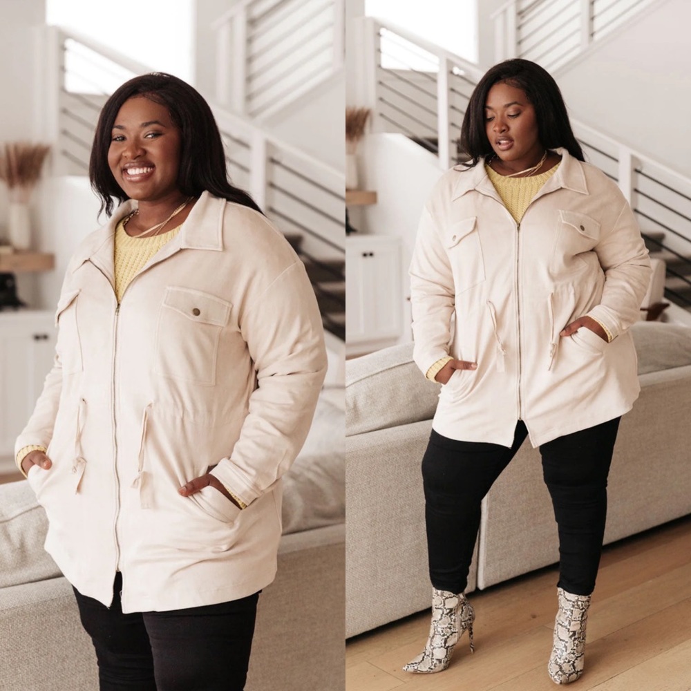 Jodifl Faux Suede Aniston Everyday Jacket In Ivory 1X